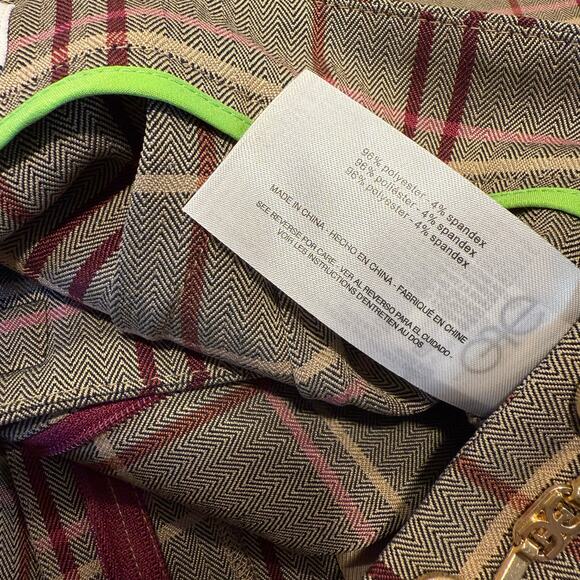 Sam Edelman Wild Aster plaid wide leg slacks pants buckle size 8 womens - Picture 8 of 9